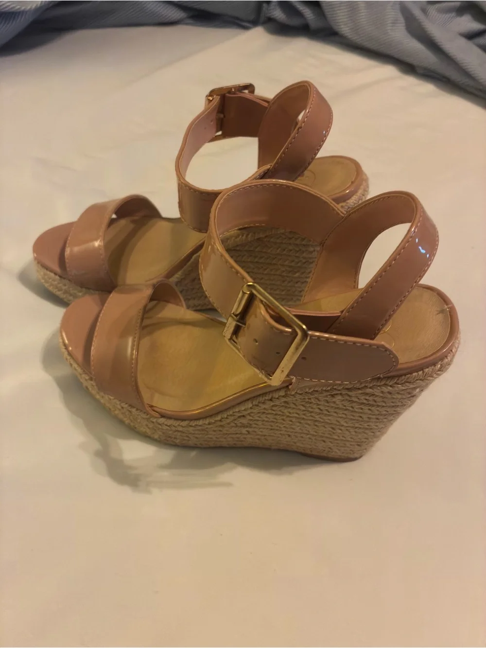 Womens Nude Platform Espadrille Wedge Sandals